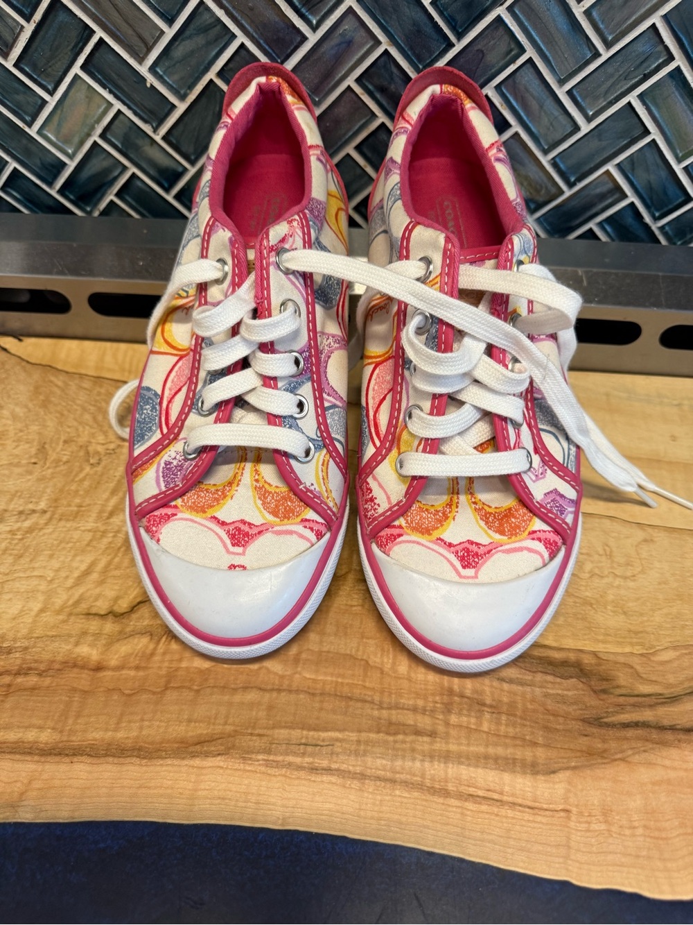 Coach Pink Multicolor Signature Low-Top Sneakers - Picture 9 of 9
